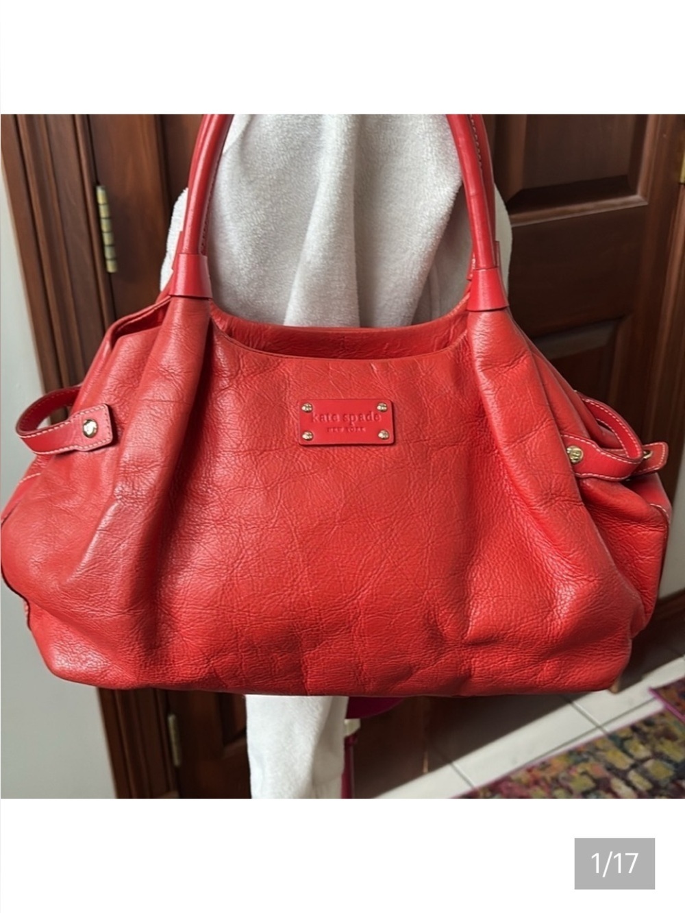 Kate Spade  Satchel   Shoulder bag beautiful pebbled, leather in red orange